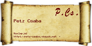 Petz Csaba névjegykártya
